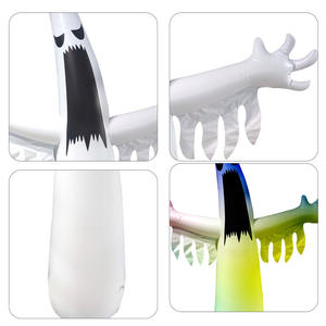 Halloween Fantôme Blanc Jouet Gonflable PVC Cour Horreur Mal Fenêtres Pendentif avec Globes Lumineux et Citrouille Seau À Glace - Product Image 3