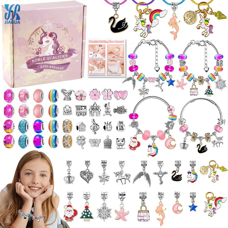 JH-Kit de fabricación de pulseras, joyería, regalos de cumpleaños, manualidades DIY para niñas, collar, pulsera, joyería, Kit DE FABRICACIÓN de pulseras