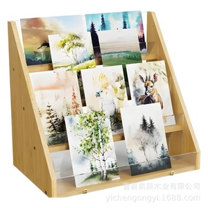 Wooden Multi Tier <b>Display</b> <b>Rack</b> Natural Color 3 Layers Desktop Storage For Cards And Miscellaneous Items - Product Image 4