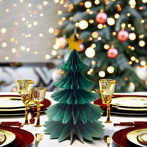 Modern Style <b>Paper</b> <b>Honeycomb</b> 7" High Christmas Star Tree Centerpiece <b>Decorations</b> >100Pcs 55gsm Art <b>Paper</b> Machine-Made High - Product Image 1