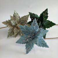 Fleurs artificielles de Poinsettia en polyester pour décorations de Noël intérieures, taille personnalisée, pour usage en couronnes, cérémonies et fêtes.