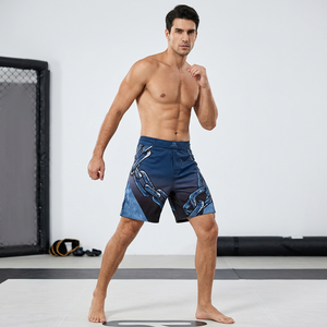 Shorts MMA pour hommes, imprimé par sublimation, motif chaîne bleue, séchage rapide, coupe athlétique, tenue d'entraînement pour arts martiaux mixtes - Product Image 1