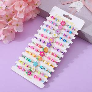 12 pièces <span class=keywords><strong>Groovy</strong></span> fleur princesse bracelets porte-bonheur pour filles réglable enfants bijoux pour fêtes et amitié Style mignon - Product Image 2