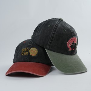 Axit rửa bông vải đau khổ không có cấu trúc Mũ bóng chày với tùy chỉnh thêu logo - Product Image 1