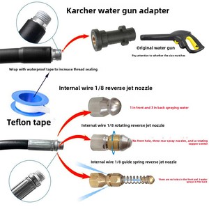 Tuyau de nettoyeur haute pression 20m, kit de déboucheur de canalisations avec buse rotative pour divers modèles de nettoyeurs, lavage de voitures, <span class=keywords><strong>nettoyage</strong></span> des drains - Product Image 3