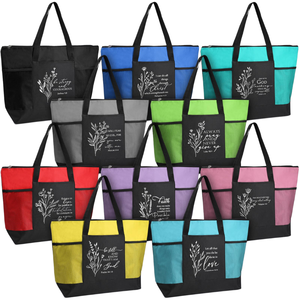Sacs <span class=keywords><strong>fourre</strong></span>-tout en toile chrétiens en gros avec poche zippée pour femmes, fabricant, distributeur, importateur, OEM, ODM - Product Image 1