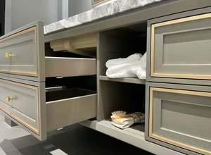 American <b>Light</b> Luxury Style High-end Gray Series Double Sink Wall Mounted Bathroom <b>Vanity</b> - Product Image 3