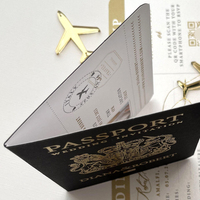 Maßgefertigte Goldfolie Reisepass Hochzeitseinladung Bordkarte RSVP-Karten-Set Reise-Thema Event-Einladung