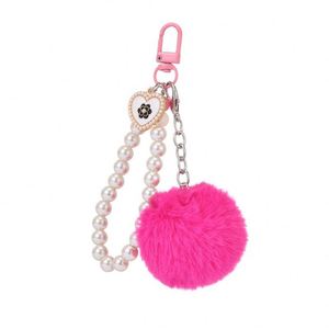 Porte-clés pompon perlé fait main, chaîne de téléphone créative en perles, pendentif mignon pour sac à dos, accessoire pour étudiants, idée cadeau bohème - Product Image 2