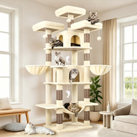 Tour pour chat robuste de 83 pouces de hauteur pour chats de grande taille d'intérieur, condo multi-niveaux avec 8 poteaux, hamac, 2 niches, 2 plateformes