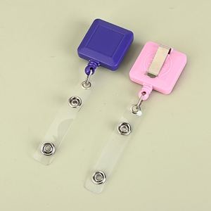 Square Retractable <b>Badge</b> Reel with Carabiner <b>Clip</b> - Custom Logo ID Holder, Anti-Loss Pull Keychain for Trade Shows - Product Image 4