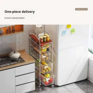 Nuovo Carrello Portaoggetti da <span class=keywords><strong>Cucina</strong></span> 2025, Scaffale Multifunzionale con Ripiani Estraibili per Frutta e Verdura in Legno - Product Image 2