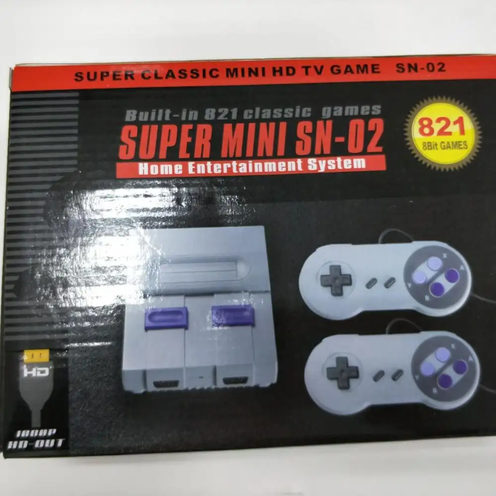 2023 newest style Super Mini SFC Retro Classic Game SNES Console Built-in 821 TV Video Games With Dual Controllers