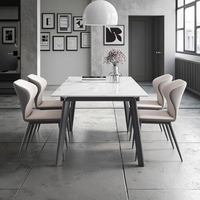 Nordisches Luxus-Esstisch-Set mit Ausziehbarem Klappbarem Metalltisch und Stühlen, Eisenrahmen, Modernes Design für Kleine Wohnungen, Rechteckige Platte