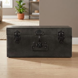 Caja de Metal Galvanizado Negra Estilo Art Deco de Chaman India - Product Image 2