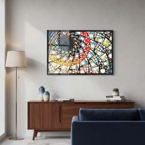 Impression sur toile de style Art déco fractal vibrant, style vitrail, décoration murale pour la maison, toile encadrée transparente - Product Image 3