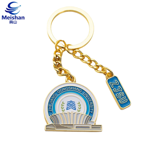 Llavero metálico redondo mate de aleación de zinc Meishan personalizado, resistente al óxido, con insignia escolar 3D hueca y esmaltada para ex alumnos - Product Image 1