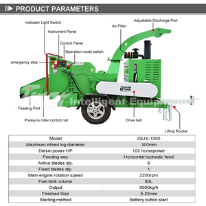 High Diesel Wood Shredder Machine Industrial <b>Forestry</b> <b>Machinery</b> Tirox Brand Digital Core Components Motor Engine Bearing Gearbox - Product Image 6