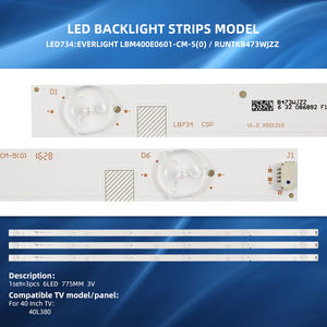 Sostituzione della striscia di retroilluminazione a <span class=keywords><strong>LED</strong></span> per <span class=keywords><strong>TV</strong></span> LCD da 40 pollici LC-40LE280X 40 l380 6LED 775MM 3 pezzi EVERLIGHT LBM400E0601-<span class=keywords><strong>CM</strong></span>-5 RUNTKB473WJZZ - Product Image 2