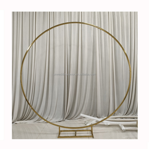 Gold Metal Frame Round Flower Stand <strong>Circle</strong> <strong>Balloon</strong> Wedding <strong>Arch</strong> for Wedding Stage Decoration - Product Image 1