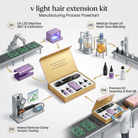 Kit professionnel Iniceviolet en alliage d'aluminium pour extensions capillaires à lumière UV, ensemble de machines sûres et invisibles pour extensions V-Light, B2B