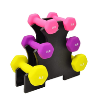 Ensemble d'haltères de 12 kg avec support, haltères hexagonales en néoprène colorées en PVC pour l'entraînement de force en salle de sport