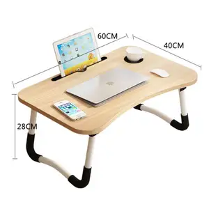 Bandeja dobrável portátil para cama, suporte para cama, laptop, mesa de mesa com suporte para tablet e suporte de copo