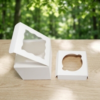 Boîte cadeau pliante personnalisée pour muffin individuel, emballage en papier pour dessert avec fenêtre