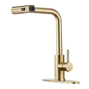 Moderno in acciaio inox a foro singolo <span class=keywords><strong>rubinetto</strong></span> da cucina spazzolato oro lavello miscelatore <span class=keywords><strong>rubinetto</strong></span> doccia pioggia valvola in ceramica <span class=keywords><strong>per</strong></span> uso domestico Hotel - Product Image 1