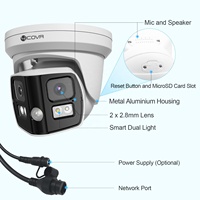 Cámara IP 4K 4COVR de 8MP con Doble Lente, Sirena Roja y Azul, Disuasión Activa, Detección Facial por IA, Audio Bidireccional y Vista Panorámica de 180°