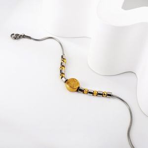 Bracelet de personnalité tendance, bracelet cercle à motifs, bijoux en acier inoxydable 18 carats pour unisexe - Product Image 6