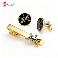 Ensemble Cadeau de Cravate et Boutons de Manchette Tendance avec Placage Argent Vieilli Personnalisé pour Anniversaire d'Entreprise