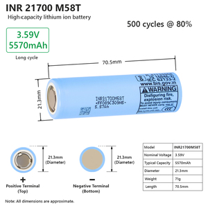 แบตเตอรี่ลิเธียมไอออน VICTPOWER INR21700M58T 5650mAh 5800mAh 3.59V ขนาด 21700 กระแสไฟ 12.5A 500 รอบการใช้งาน สำหรับอุปกรณ์อิเล็กทรอนิกส์สำหรับผู้บริโภค - Product Image 3