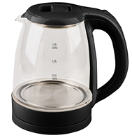 Bouilloire électrique sans fil GEDITAI 1,8 L en verre borosilicate transparent, contrôle numérique, arrêt automatique, base rotative à 360°