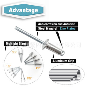 Aluminum Blind Rivet Set 580pcs Open Type Flat Round Head Boxed With Washer Included - Product Image 4