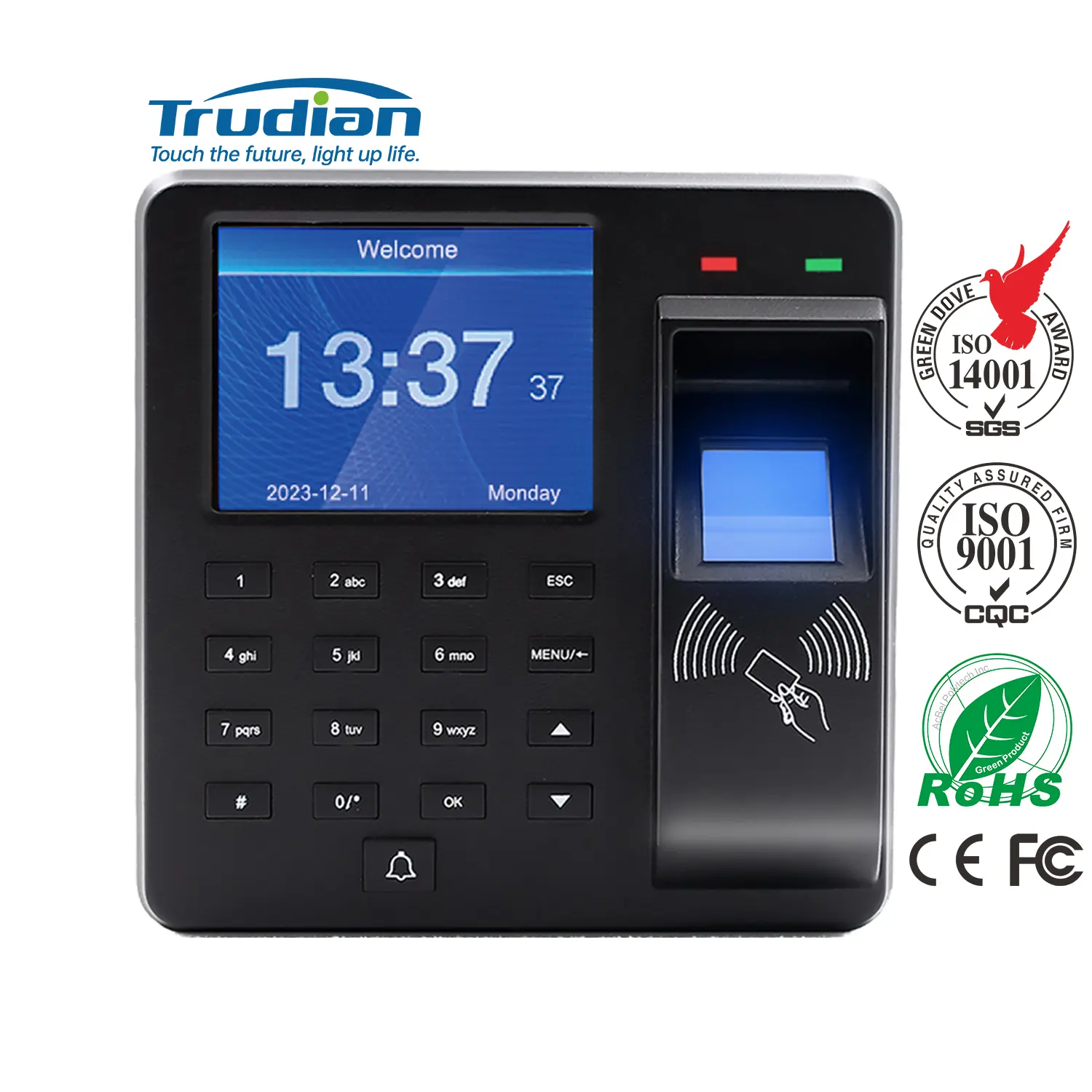Trudian Standalone Arbeit biometrischer Fingerabdruck-Scanner Zeit-Bekanntheitsprodukte Manipulationssicherung Zugriffskontrolle
