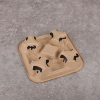 Porte-gobelet réutilisable pour café thé boisson chaude porte-gobelet en pâte à papier 4 compartiments porte-papier kraft à emporter porte-emballage