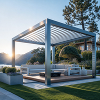 Pergola en aluminium extra large 30x16 avec toit à lames motorisé, gazebo moderne en métal pour les grands événements et les lieux de mariage
