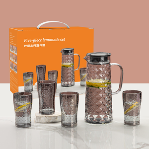 <span class=keywords><strong>Carafe</strong></span> en <span class=keywords><strong>verre</strong></span> avec <span class=keywords><strong>couvercle</strong></span> et poignée, design classique écologique pour la cuisine domestique, <span class=keywords><strong>carafe</strong></span> à eau pour jus et boissons - Product Image 1