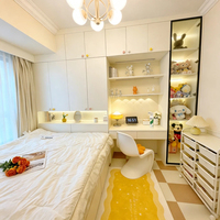 Lit Tatami Intégré Personnalisé Beige Crème, Meubles en Bois Écologique de Grade E0 pour Toute la Maison