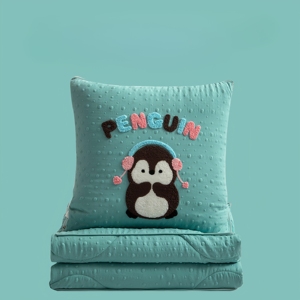 Couverture d'été 2-en-1 avec oreiller intégré, en <span class=keywords><strong>gaze</strong></span> tricotée <span class=keywords><strong>double</strong></span> couche et tissu rafraîchissant à billes 3D, pliable, pour cadeaux d'événements - Product Image 2