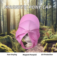 Casquette de golf unisexe à fixation magnétique pour queue de cheval, séchage rapide, protection solaire, ajustable, en toile, pour activités de plein air, 5 panneaux