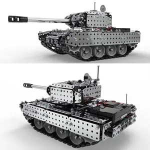 Educational Electric Metal Building Blocks Remote Control Tank Toys Kids Construction DIY Assembly Toys Military 3D Metal Puzzle