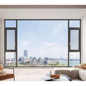 Fenêtre à battant en aluminium moderne à <span class=keywords><strong>triple</strong></span> <span class=keywords><strong>vitrage</strong></span> <span class=keywords><strong>acoustique</strong></span>, résistante aux ouragans, à manivelle, à isolation thermique, noire et fixe - Product Image 3