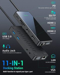 11 En 1 Triple pantalla USB C Hub 2 puertos Multi-función <span class=keywords><strong>Dock</strong></span> para <span class=keywords><strong>MacBook</strong></span> <span class=keywords><strong>Pro</strong></span> <span class=keywords><strong>M1</strong></span> Chip para micrófono de audio de la HD-MI - Product Image 3