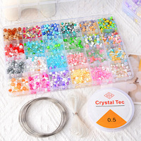 Kit de perles en vrac pour la fabrication de bracelets et colliers DIY, fournitures de bijoux pour enfants, perles de verre de couleur mélangée à 9/12/24 compartiments
