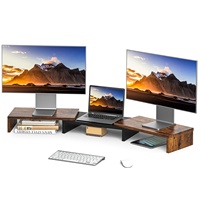Support double moniteur réglable, rehausseur de bureau extra large avec étagère de rangement, support d'ordinateur pour la maison, le bureau et le gaming