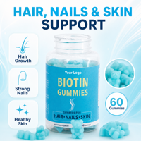 Gummies à la biotine pour cheveux, peau et ongles pour femmes, soutien beauté, soin des cheveux, renforcement des ongles, nutrition de la peau, vente en gros, logo personnalisé