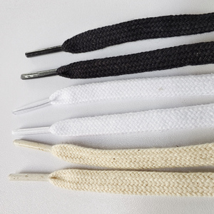 Lacets plats de qualité tissés à la main <span class=keywords><strong>130</strong></span>*8mm lacets de chaussures en corde de coton couleur unie cordes normales lacets de chaussures - Product Image 4