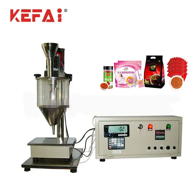 KEFAI otomatik 0.5-20g burgu hazne küçük gıda kahve baharat ot talk mika toz dolum makinası